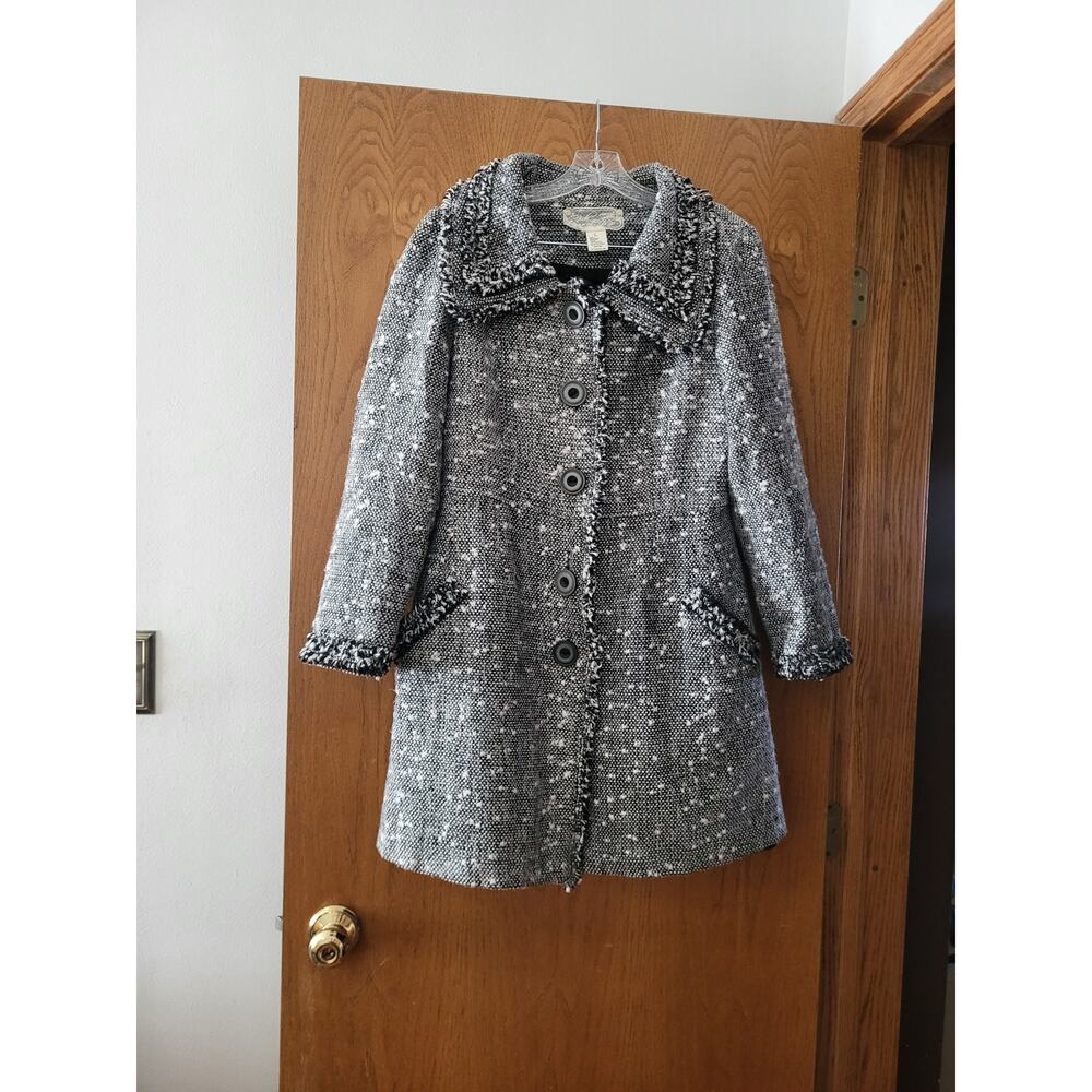 Vintage Anthropologie Wool Blend Y2K Tweed Classic Chic Elegant Coat L READ
